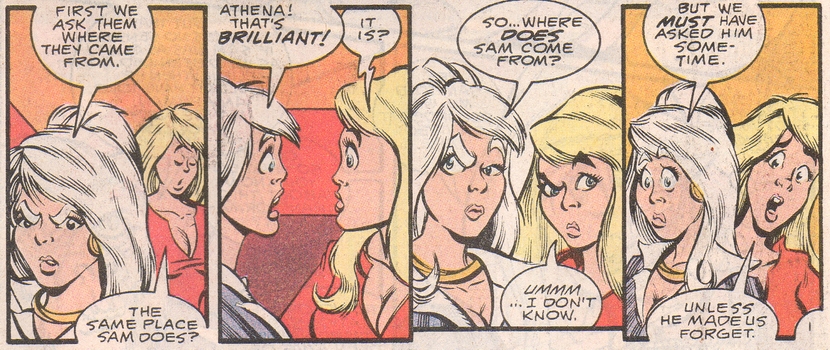 Angel O'Day and Athena Tremor (Dumb Bunny) from Angel and the Ape #2 (April, 1991)