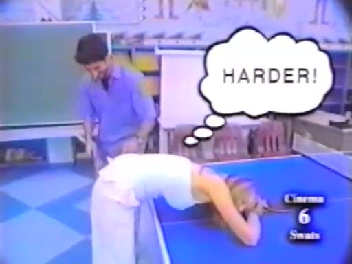 young woman gets paddled by her date on the blind date tv series