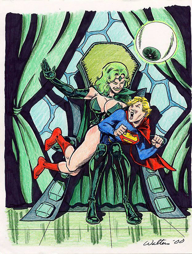 Emerald Empress Spanks Supergirl.
