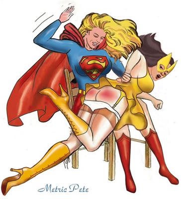supergirl spanks unknown girl.