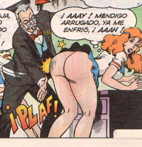student spanking in a comic book