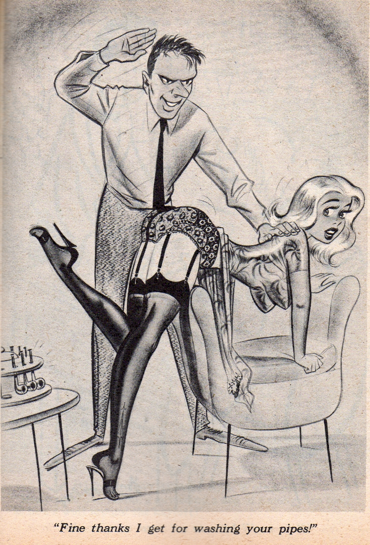 humorama bill ward wife bends over chair for spanking.